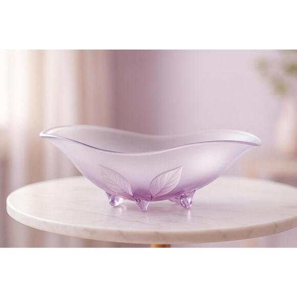 Walther Glas Germany 1970s Calypso Frosted Lavender Centerpiece Bowl, 14x7x4.5” - Picture 1 of 16